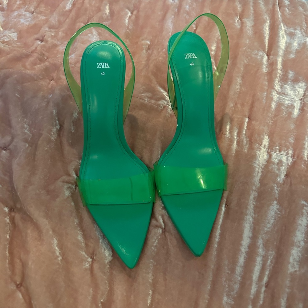 Zara green heels, size 40.